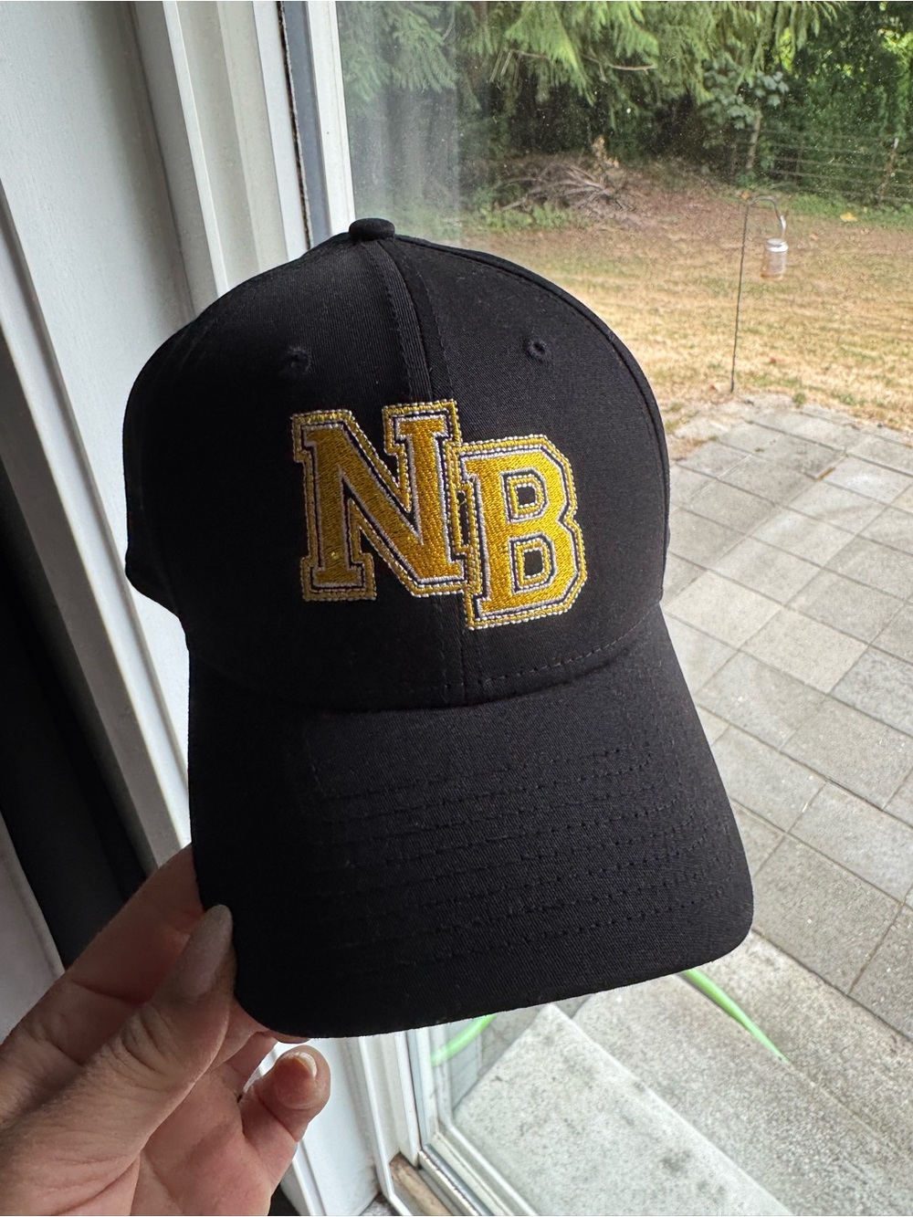 New NB (North Beach) Embroidered Logo Black Baseball Cap - Black & Gold
